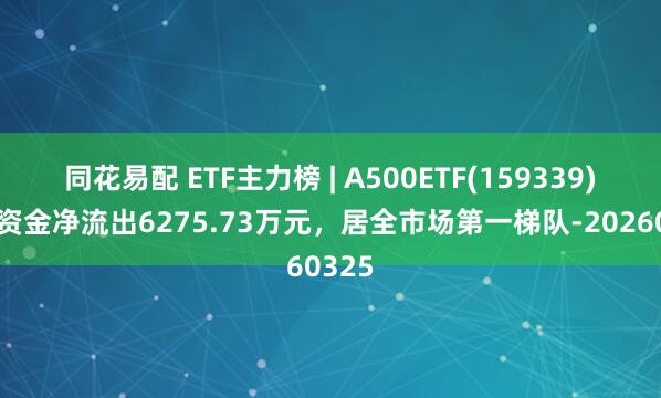 同花易配 ETF主力榜 | A500ETF(159339)主力资金净流出6275.73万元，居全市场第一梯队-20260325